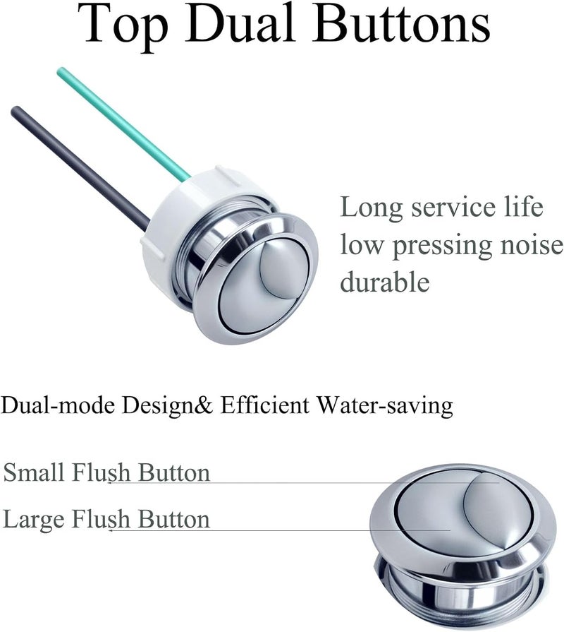 Lychee Light Dual Flushing Toilet Push Button Spare Parts, Top Toilet Button Replacement, Compatible with Geberit & Kohler, Satin Chrome, 1.5inch (38mm) Hole, Toilet Tank Lid (2-Pack) - Image 3